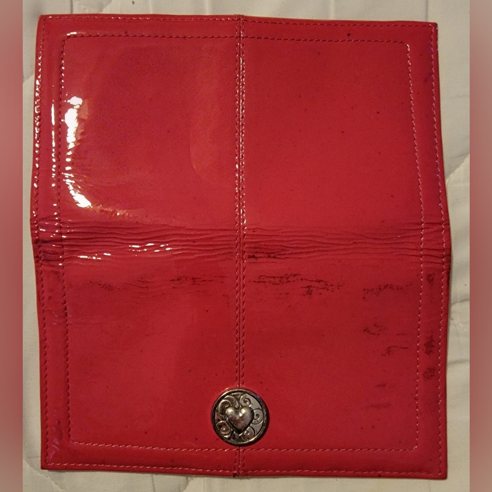 Brighton Red Patent Leather Wallet with Heart Medallion